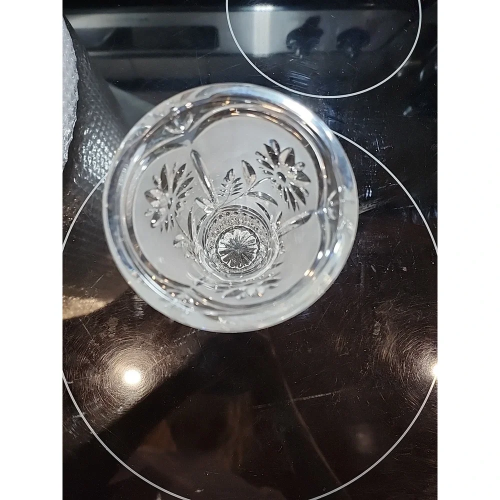 Lausitzer German 1980's Clear Cut Glass Bud Vase Floral 14.5cm Tall